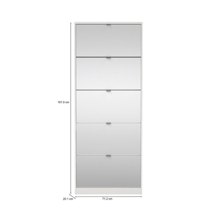 Scarpiera a cinque ante con Angiolo, colore bianco, cm 71 x 181 x 20
