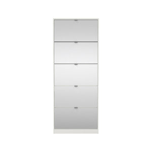 Scarpiera a cinque ante con Angiolo, colore bianco, cm 71 x 181 x 20