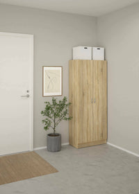 Scarpiera Erinni, Mobile portascarpe, Armadio da ingresso multiuso, Mobiletto per calzature, 69x35 h170 cm, Quercia