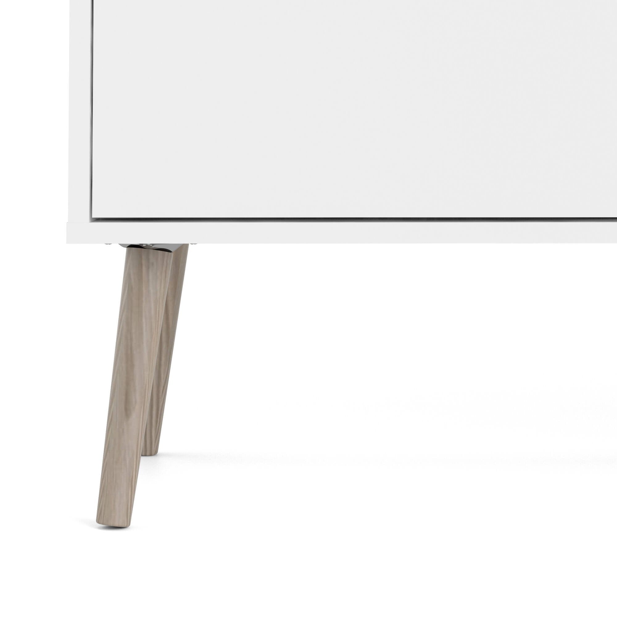 Credenza a tre a ante e tre Anima, colore bianco e rovere, Misure 195 x 81 x 39 cm