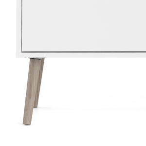 Credenza a tre a ante e tre Anima, colore bianco e rovere, Misure 195 x 81 x 39 cm