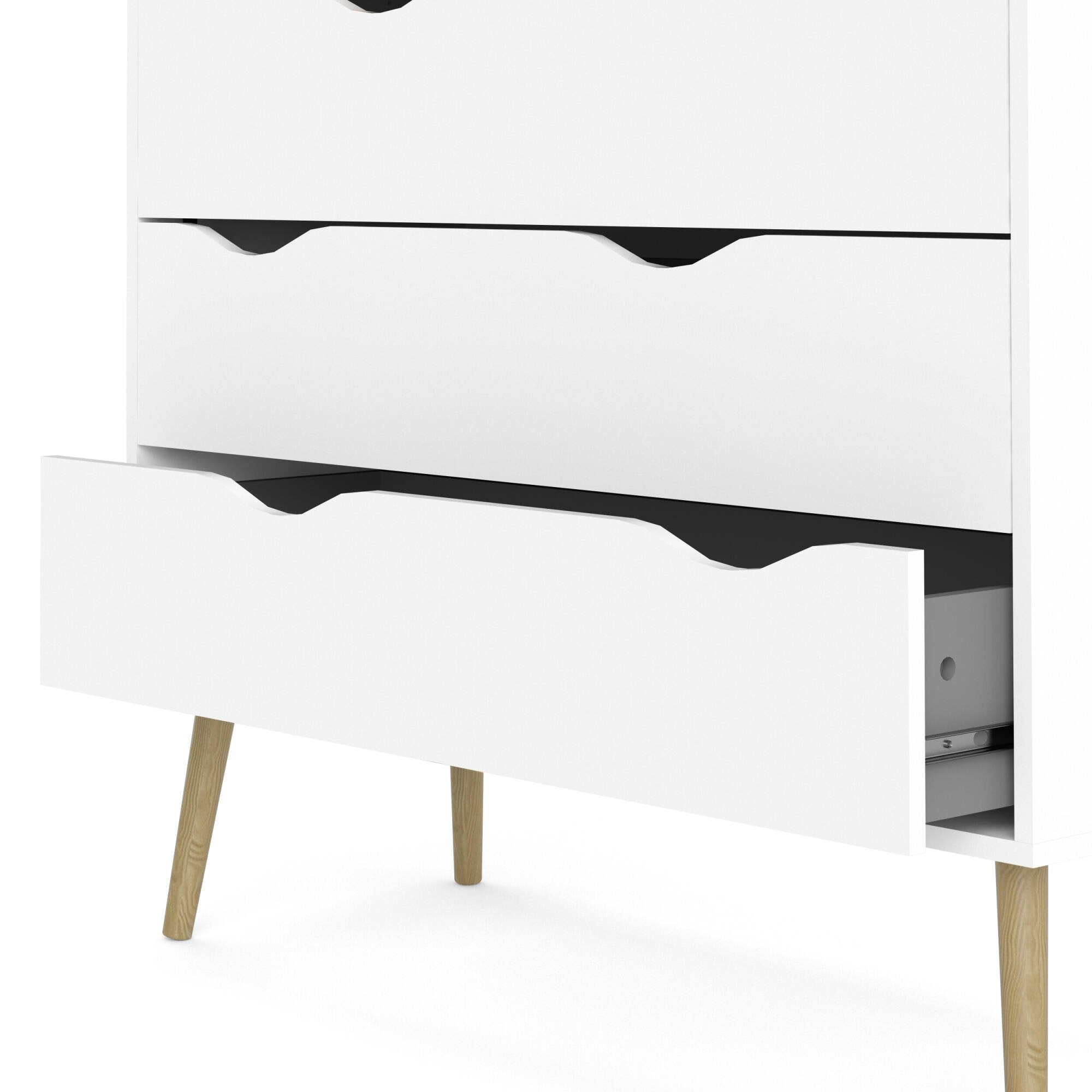 Cassettiera a cinque Aurelio, colore bianco e rovere, Misure 98 x 100 x 39 cm