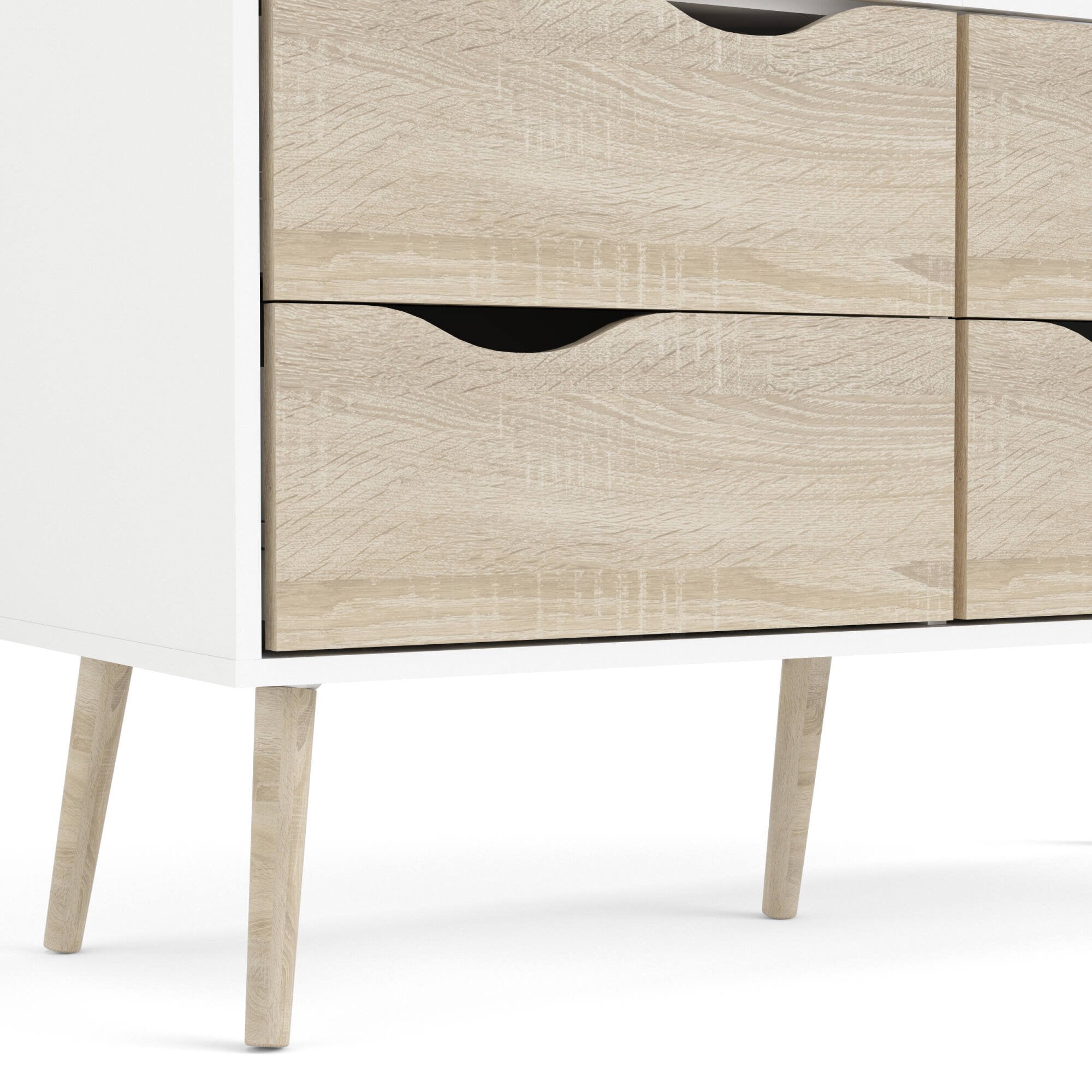 Vetrinetta con due ante battenti a vetro e quattro Amedeo, colore bianco e rovere, Misure 98 x 200 x 39 cm