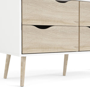 Vetrinetta con due ante battenti a vetro e quattro Amedeo, colore bianco e rovere, Misure 98 x 200 x 39 cm