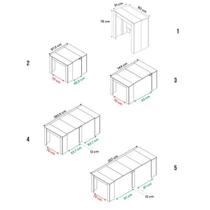 Consolle Abicitren, Tavolo da pranzo allungabile, Tavolo con allunghe multiuso estensibile fino a 10 posti, cm 51/237x90h78, Cemento