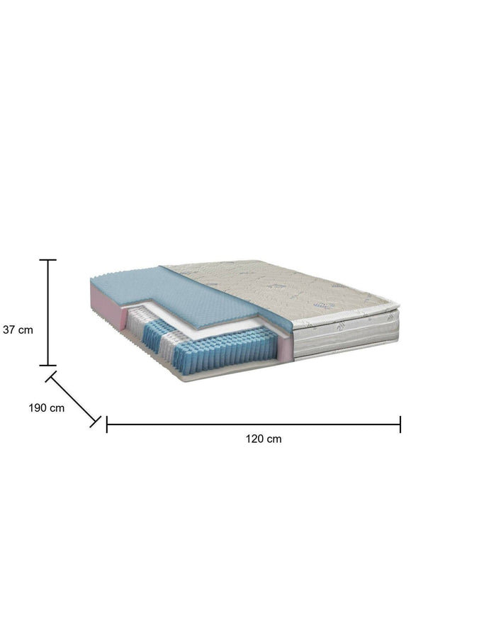 Materasso piazza e mezza Alvito, Materasso in Memory e Molle insacchettate e ioni d'argento, 100% Made in Italy, Antiacaro e Anallergico, cm 120x190 h37