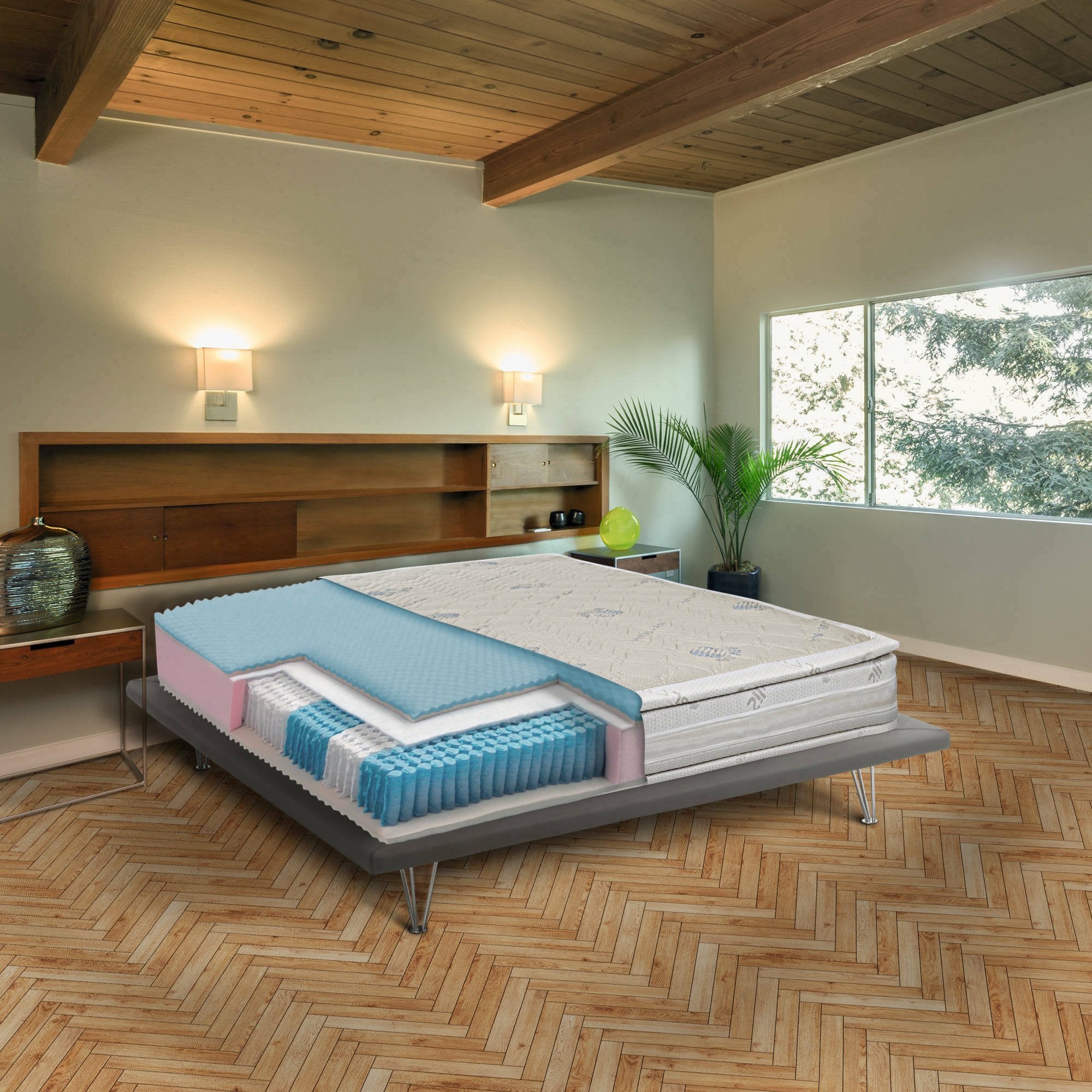 Materasso piazza e mezza Alvito, Materasso in Memory e Molle insacchettate e ioni d'argento, 100% Made in Italy, Antiacaro e Anallergico, cm 120x190 h37