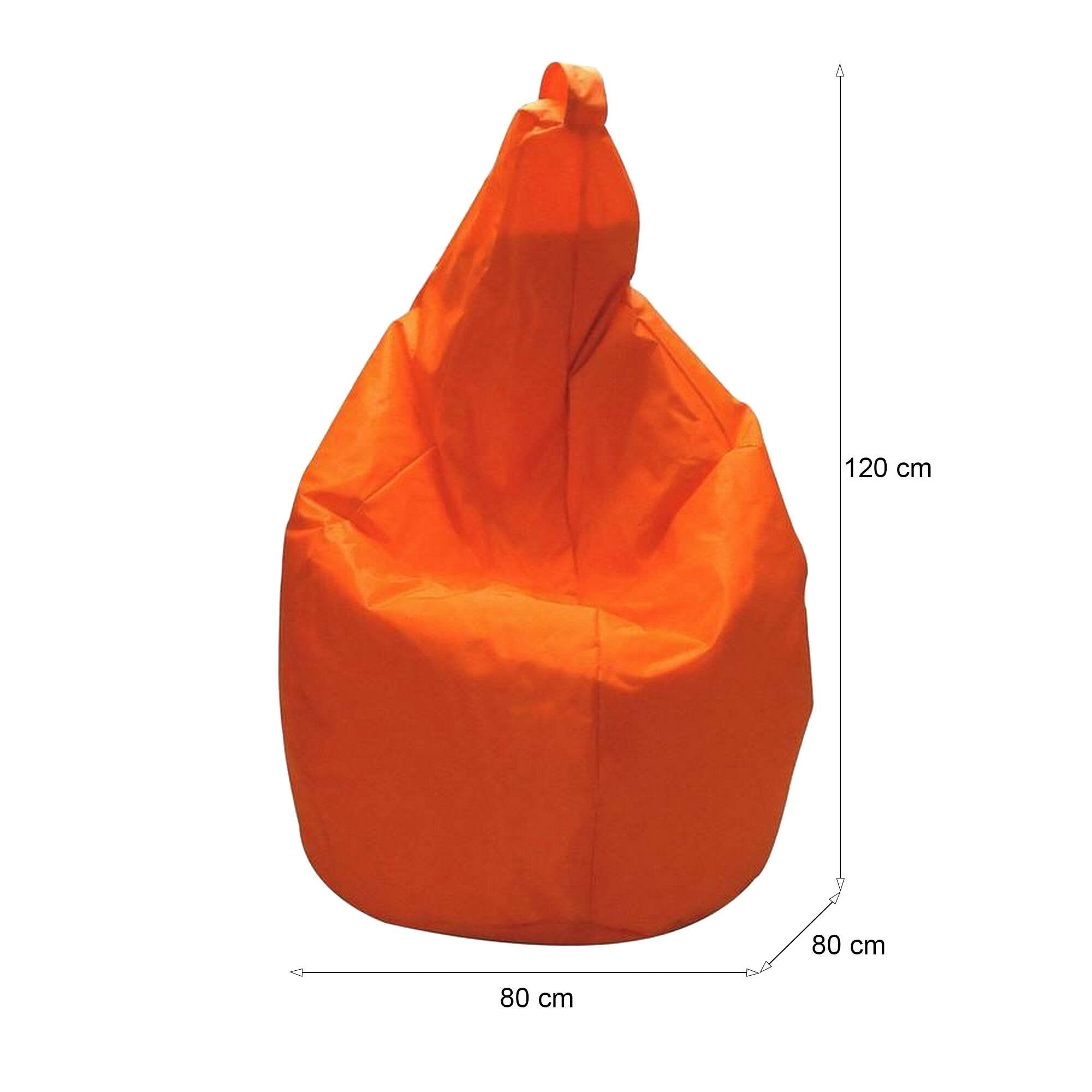 Poltrona a sacco a tinta Angillina, colore arancione, Misure 80 x 120 x 80 cm