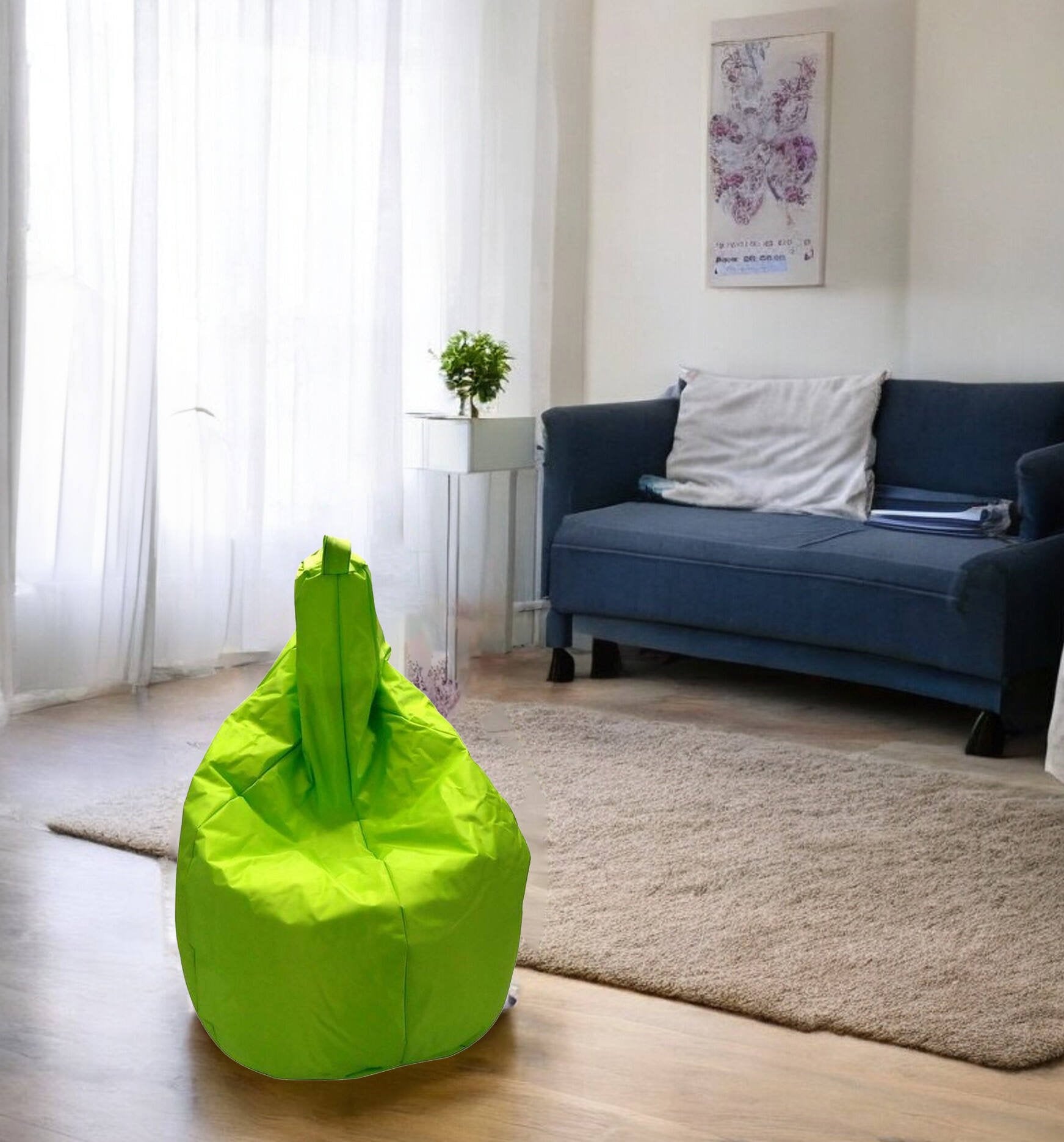 Poltrona a sacco a tinta Angillina, colore verde, Misure 80 x 120 x 80 cm