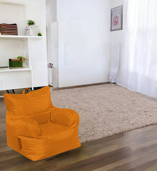 Poltrona imbottita con Ossidiana, colore arancione, Misure 80 x 80 x 80 cm