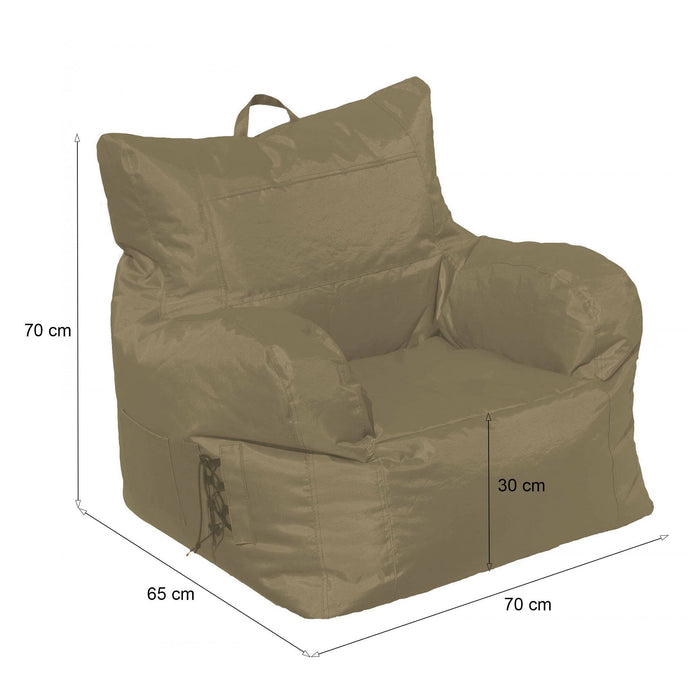 Poltrona imbottita con Ossidiana, colore beige, Misure 80 x 80 x 80 cm