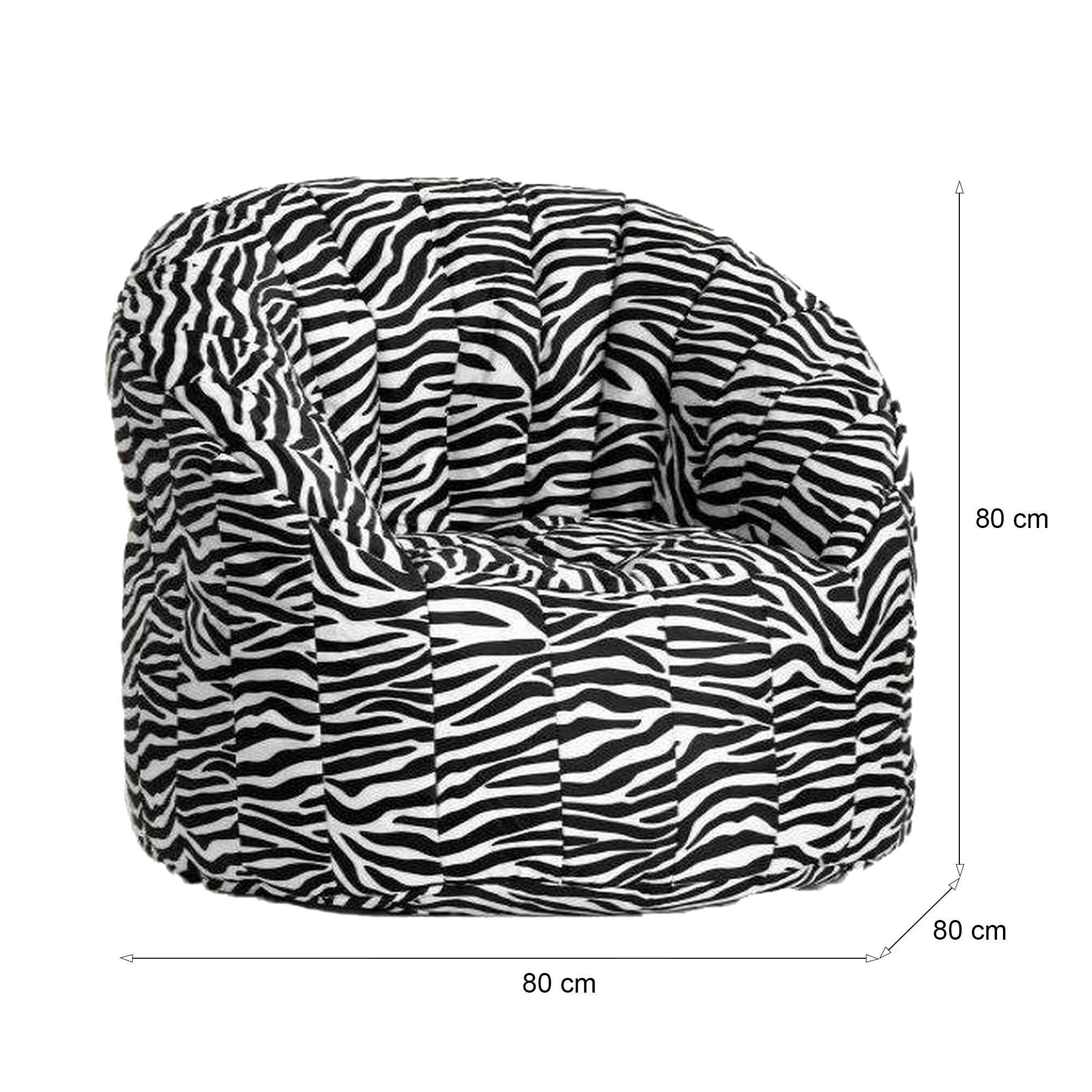 Poltrona imbottita Allos, effetto "zebrato", Misure 80 x 80 x 80 cm