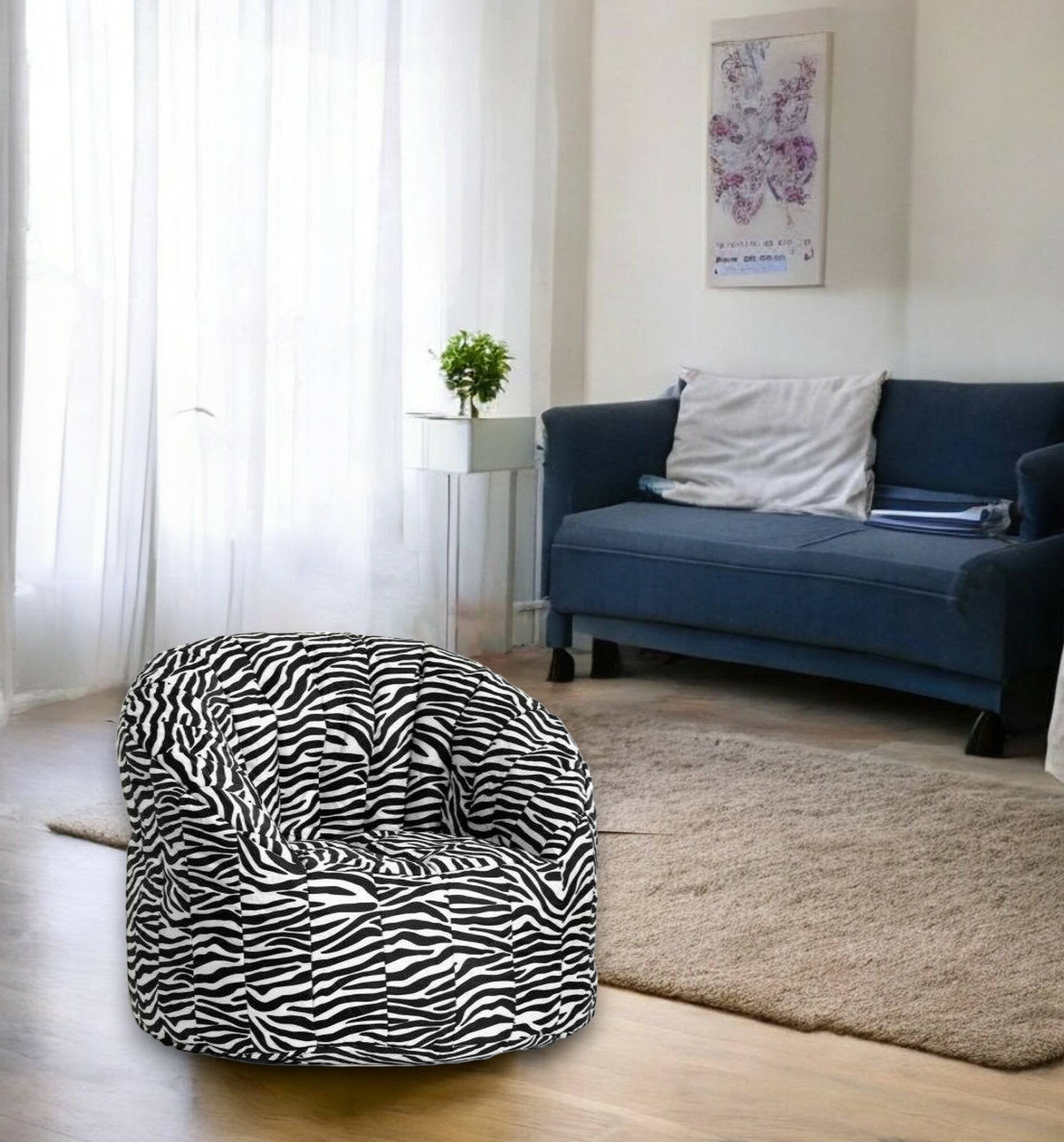 Poltrona imbottita Allos, effetto "zebrato", Misure 80 x 80 x 80 cm