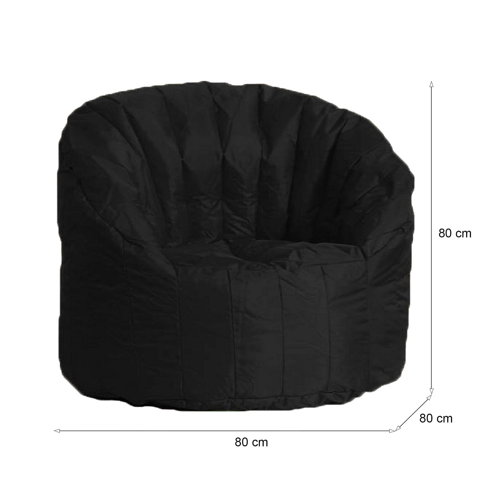 Poltrona imbottita Allos, colore nero, Misure 80 x 80 x 80 cm