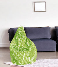 Poltrona a sacco con fantasia con Marisa, colore verde e bianco, Misure 80 x 120 x 80 cm