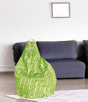 Poltrona a sacco con fantasia con Marisa, colore verde e bianco, Misure 80 x 120 x 80 cm