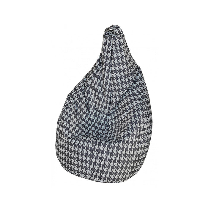 Poltrona a sacco con fantasia "Pied de Maristella, colore bianco e nero, Misure 80 x 120 x 80 cm