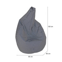 Poltrona a sacco con fantasia "Pied de Maristella, colore bianco e nero, Misure 80 x 120 x 80 cm