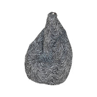 Poltrona a sacco con fantasia Maristella, colore bianco e nero, Misure 80 x 120 x 80 cm