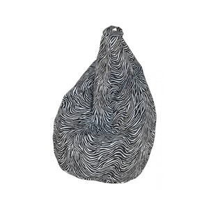 Poltrona a sacco con fantasia Maristella, colore bianco e nero, Misure 80 x 120 x 80 cm