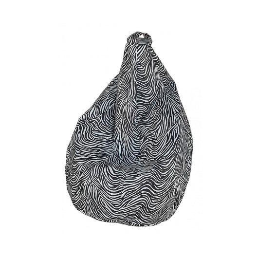 Poltrona a sacco con fantasia Maristella, colore bianco e nero, Misure 80 x 120 x 80 cm