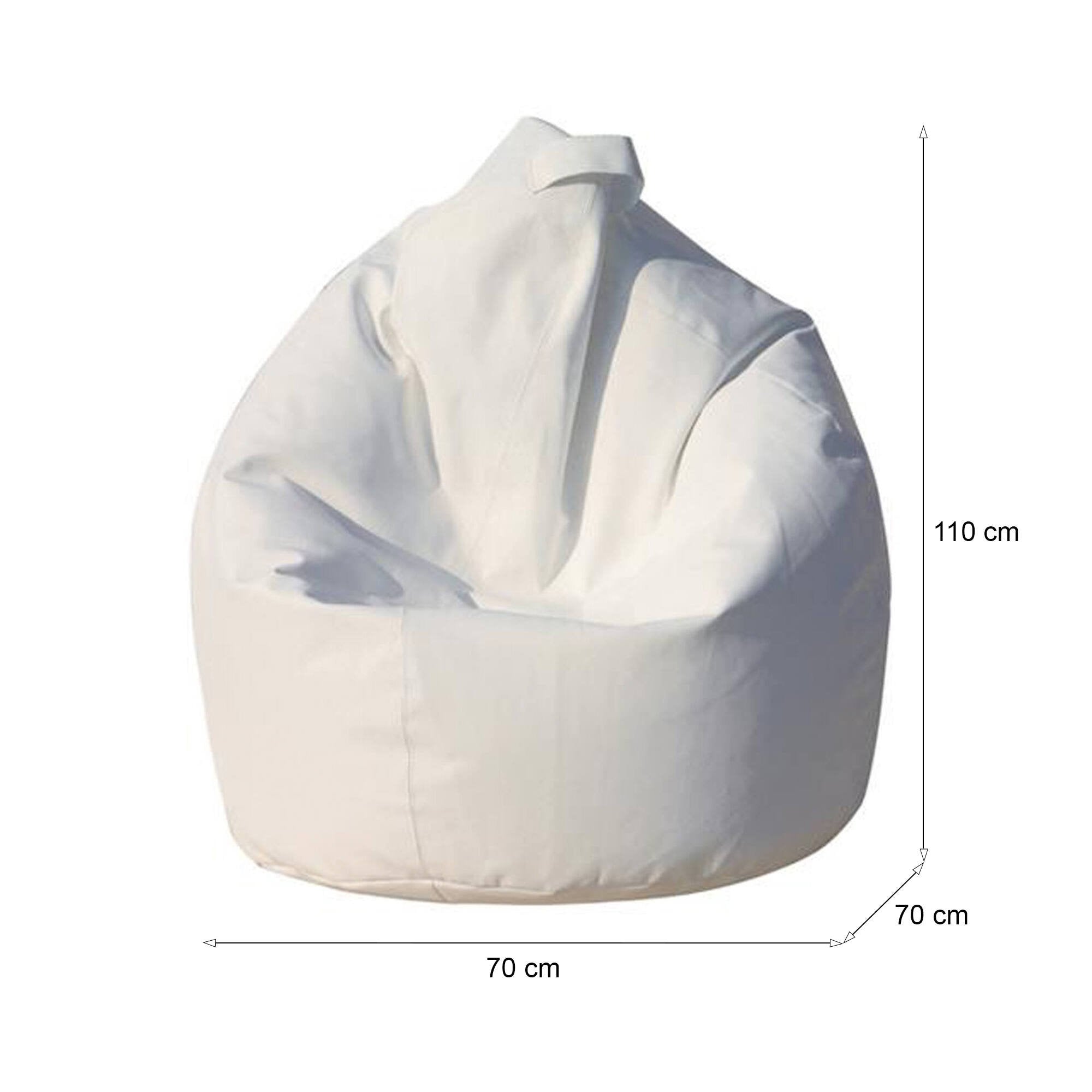 Pouf a sacco Alez, colore bianco, Misure 80 x 120 x 80 cm