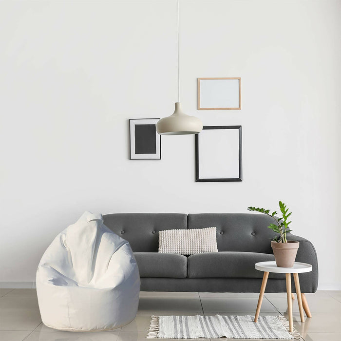 Pouf a sacco Alez, colore bianco, Misure 80 x 120 x 80 cm