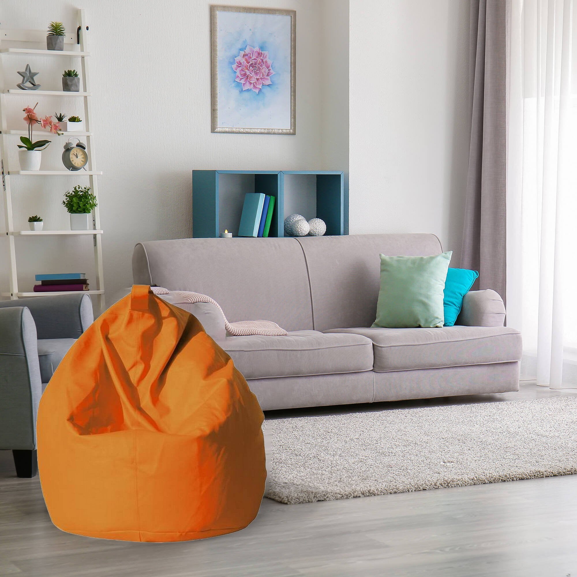 Pouf a sacco Azelia, colore arancione, Misure 80 x 120 x 80 cm