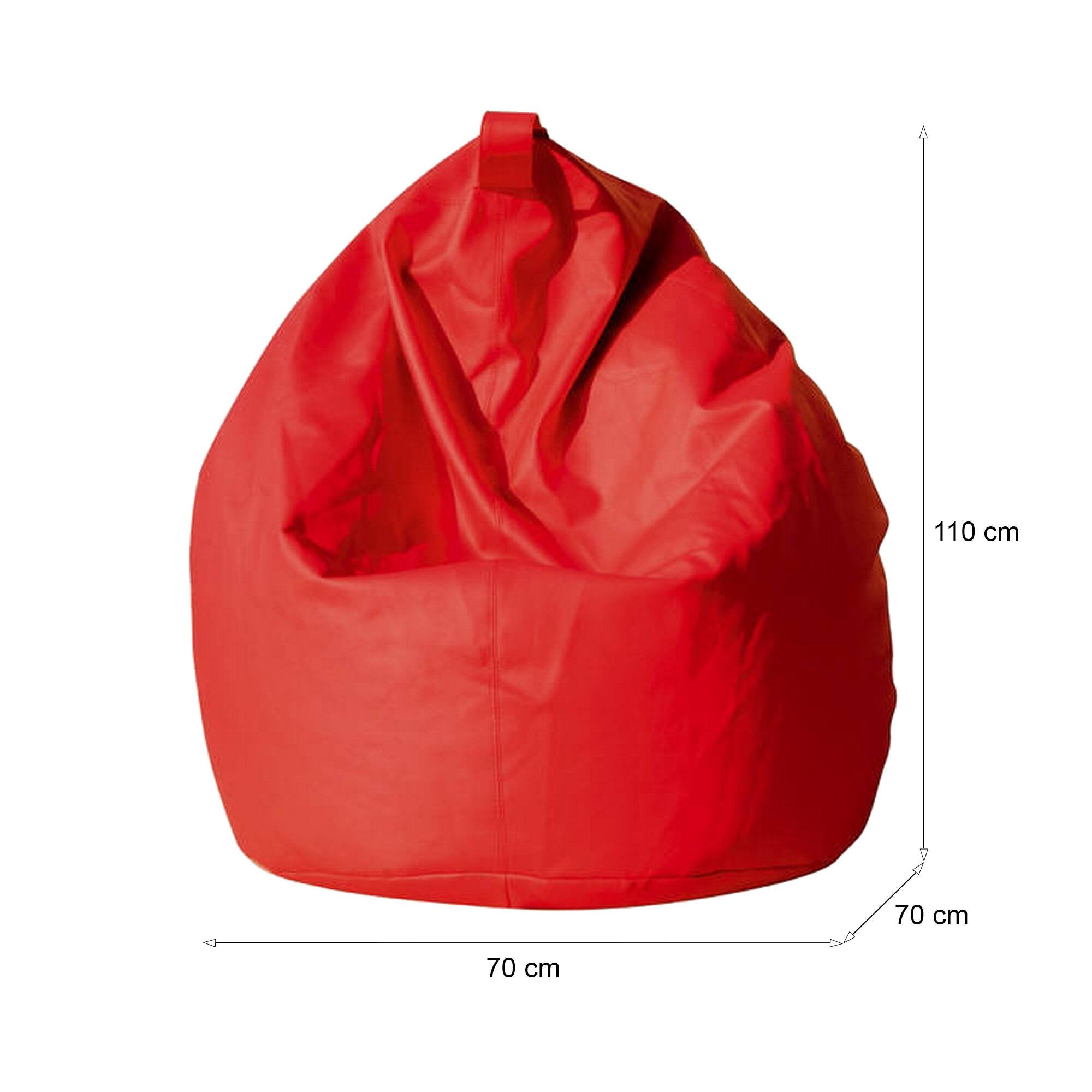 Pouf a sacco Azelia, colore rosso, Misure 80 x 120 x 80 cm