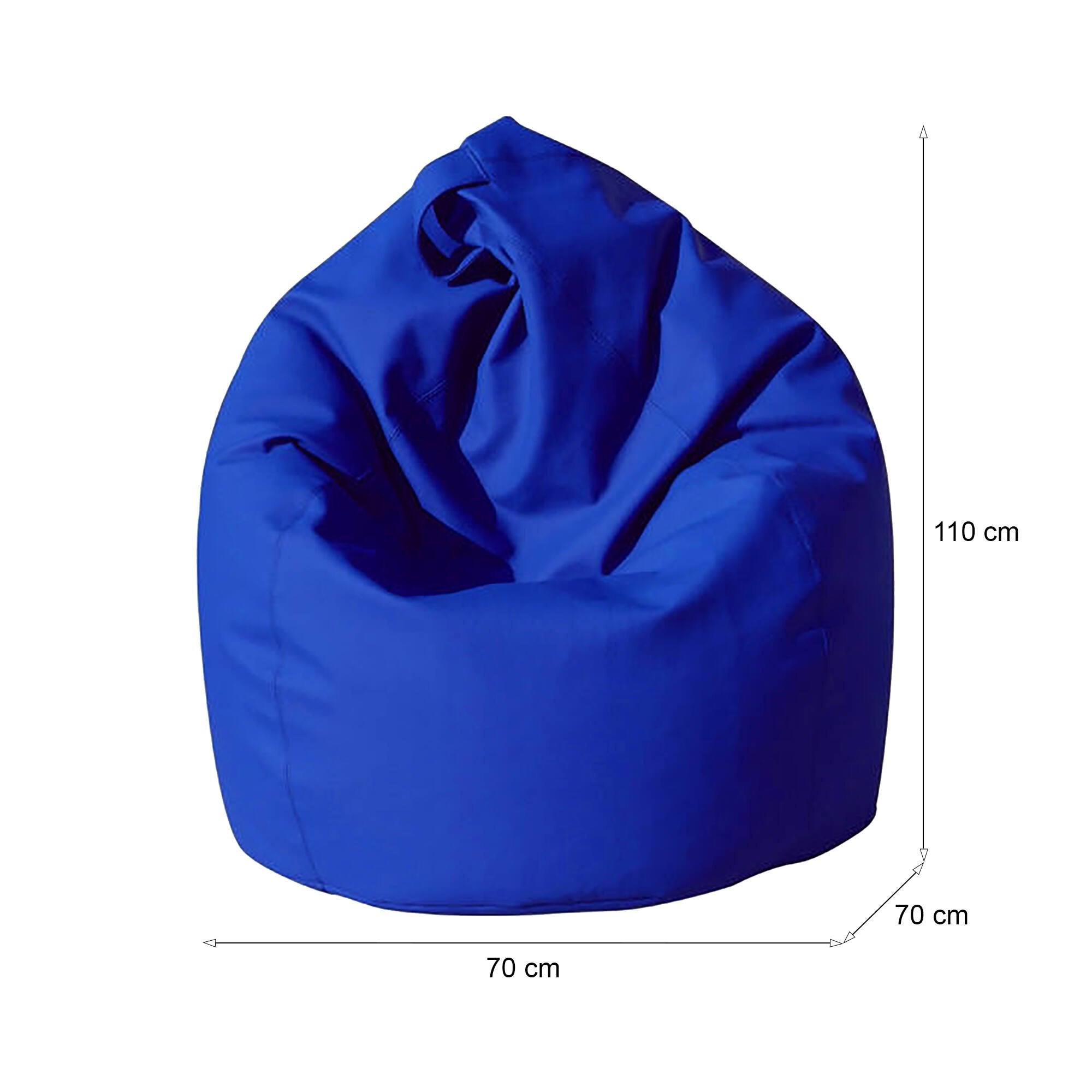 Pouf a sacco Azelia, colore blu, Misure 80 x 120 x 80 cm
