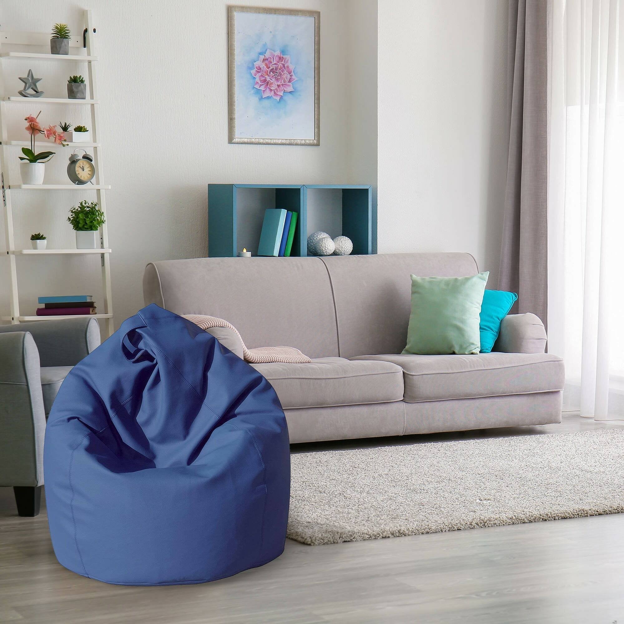 Pouf a sacco Azelia, colore blu, Misure 80 x 120 x 80 cm