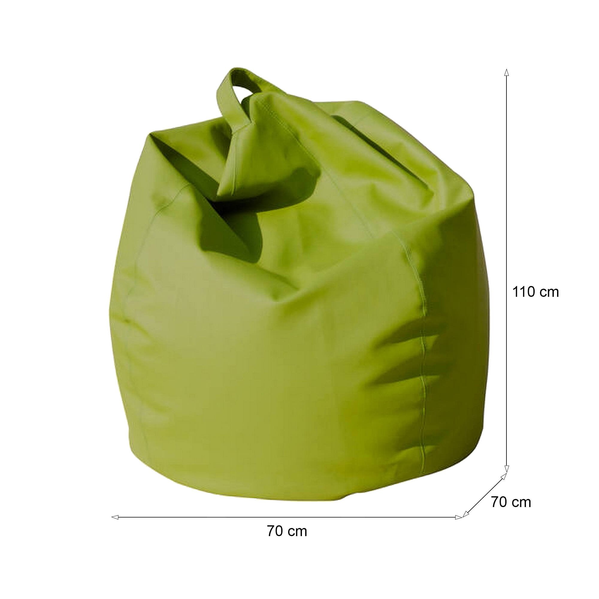 Pouf a sacco Azelia, colore verde, Misure 80 x 120 x 80 cm