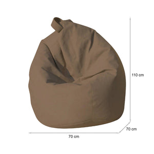 Pouf a sacco Azelia, colore beige, Misure 80 x 120 x 80 cm