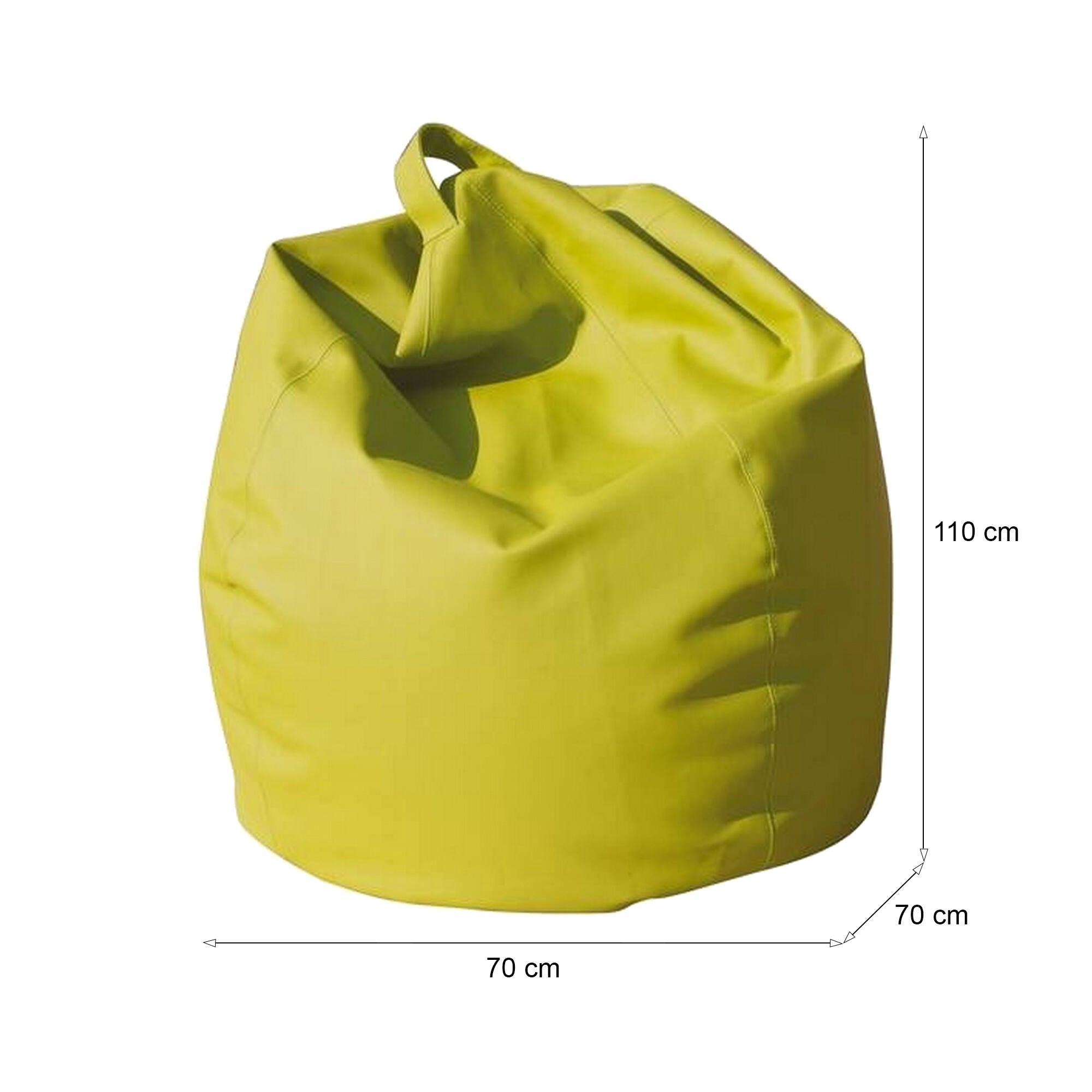 Pouf a sacco Azelia, colore giallo, Misure 80 x 120 x 80 cm