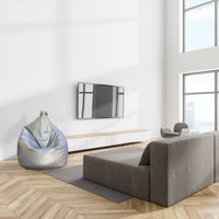 Pouf a sacco Azelia, colore argento, Misure 80 x 120 x 80 cm