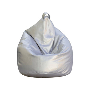 Pouf a sacco Azelia, colore argento, Misure 80 x 120 x 80 cm