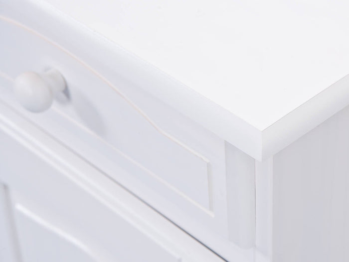 Credenza a due ante e due Dmcneal, colore bianco, cm 88 x 198 x 32