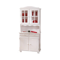 Credenza a due ante e due Dmcneal, colore bianco, cm 88 x 198 x 32