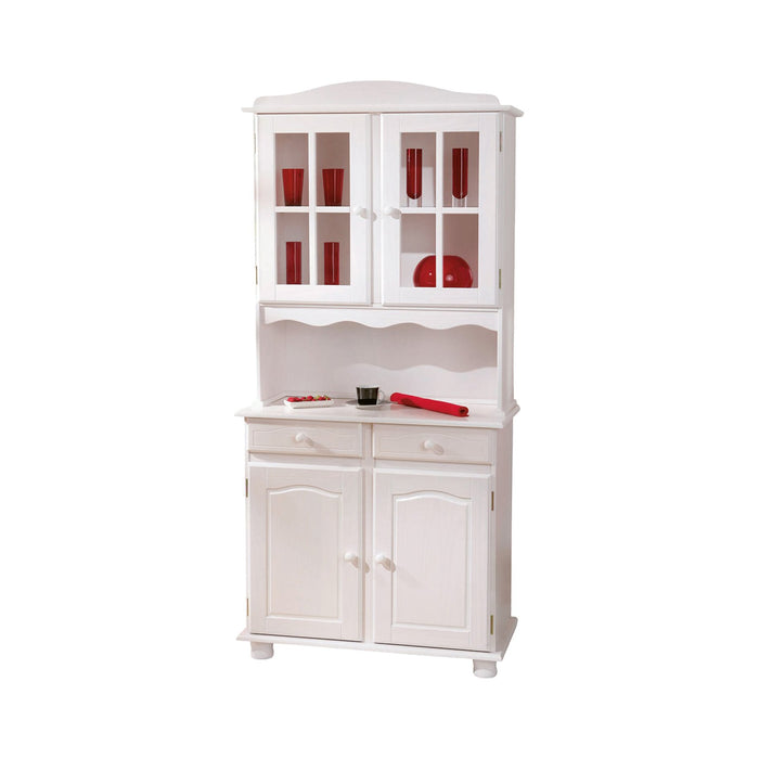 Credenza a due ante e due Dmcneal, colore bianco, cm 88 x 198 x 32