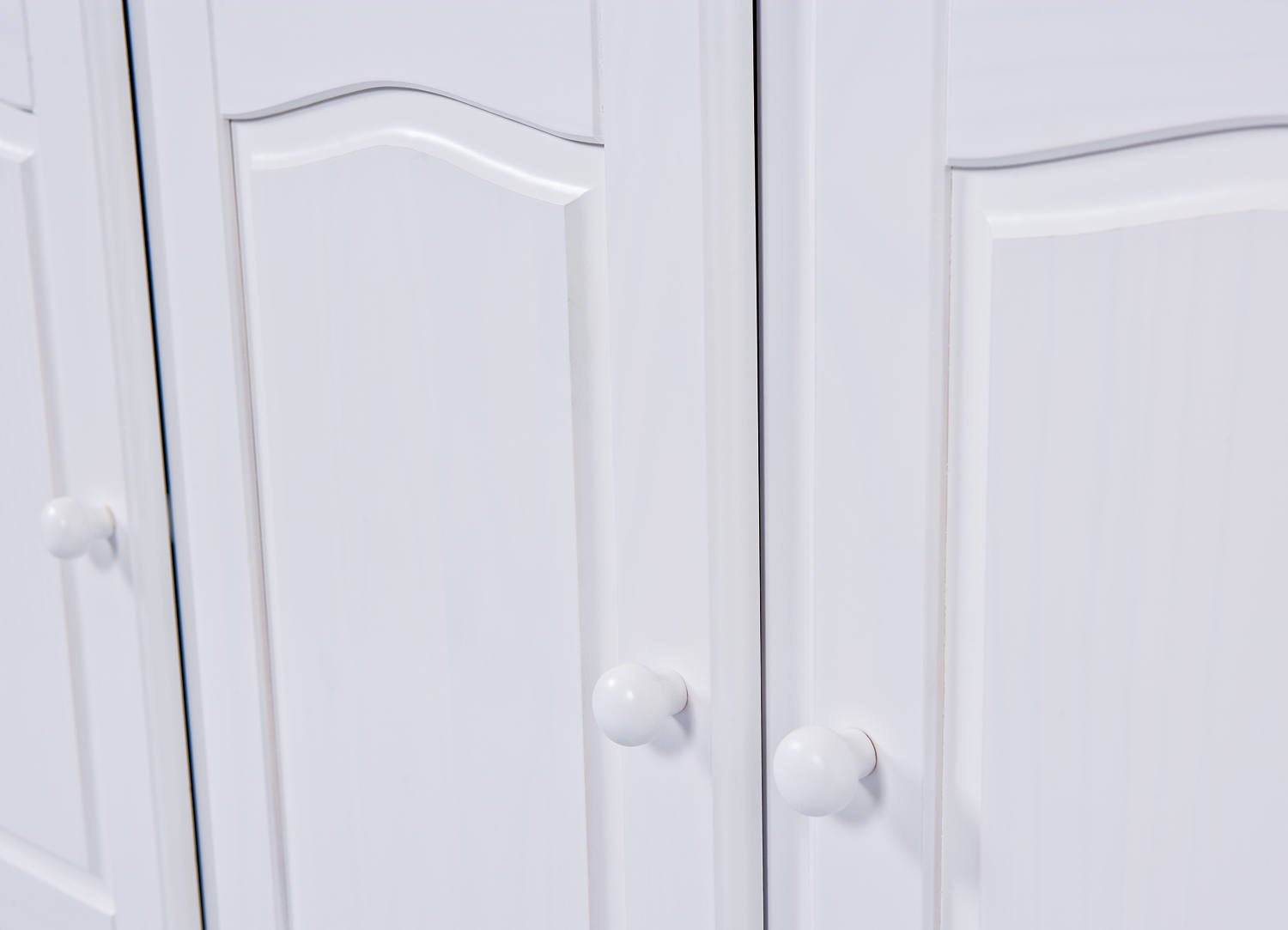 Credenza in con tre ante e cassetti con vetrinetta Dkohle, colore bianco, cm 130 x 198 x 32