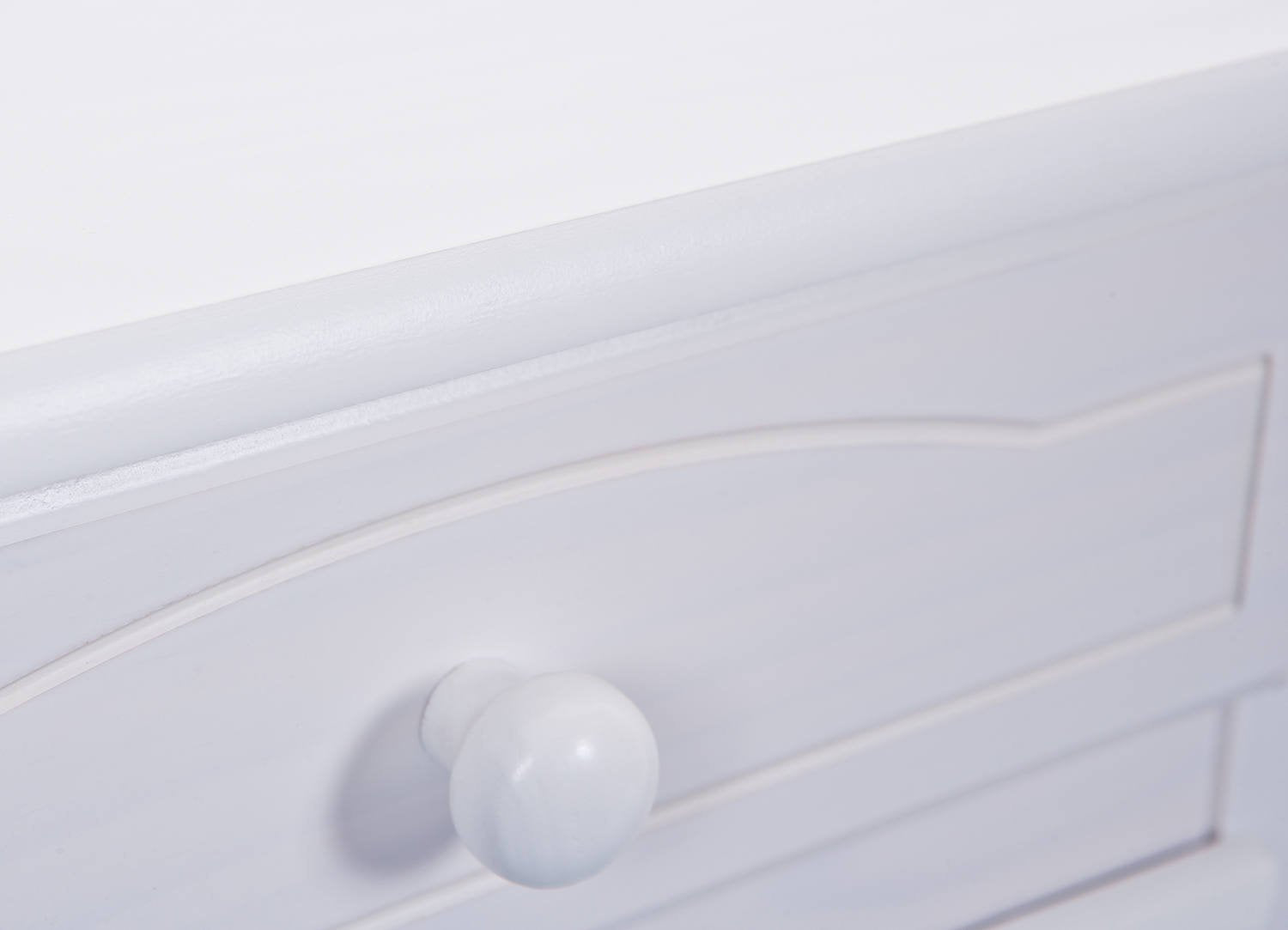 Credenza in con tre ante e cassetti con vetrinetta Dkohle, colore bianco, cm 130 x 198 x 32