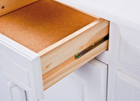 Credenza in con tre ante e cassetti con vetrinetta Dkohle, colore bianco, cm 130 x 198 x 32