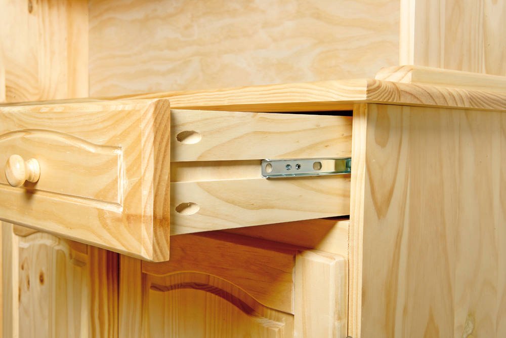 Credenza a tre ante e tre Dkohle, colore rovere chiaro, cm 130 x 198 x 32