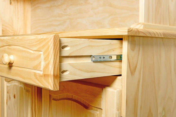 Credenza a tre ante e tre Dkohle, colore rovere chiaro, cm 130 x 198 x 32