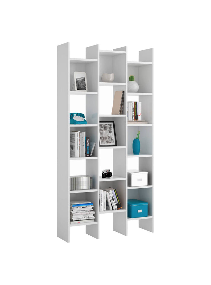 Biblioteca Areca, Libreria 18 Ripiani, 29x96x192h cm Bianco
