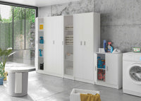 Armadio multiuso Pan, Mobile ausiliario basso a 2 ante, Portascarpe a 1 ripiano, Armadietto multifunzione, cm 59x37h80, Bianco