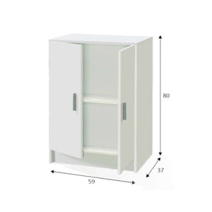 Armadio multiuso Pan, Mobile ausiliario basso a 2 ante, Portascarpe a 1 ripiano, Armadietto multifunzione, cm 59x37h80, Bianco