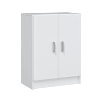 Armadio multiuso Pan, Mobile ausiliario basso a 2 ante, Portascarpe a 1 ripiano, Armadietto multifunzione, cm 59x37h80, Bianco