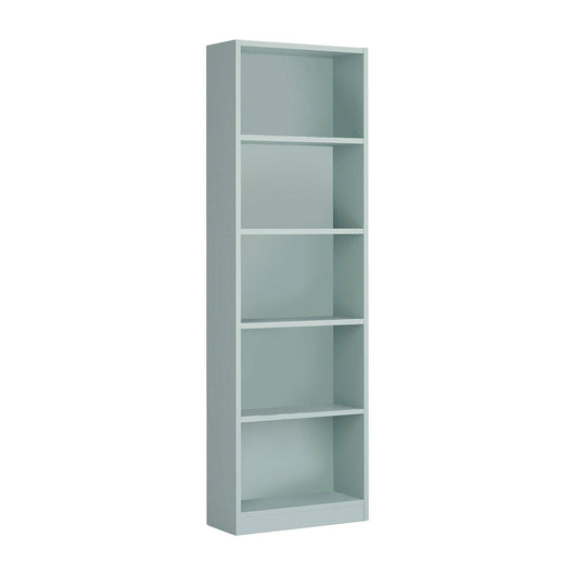 Libreria Artico, Mobile portalibri alta a 5 ripiani, Scaffale da ufficio o cameretta, Scaffale moderno con scomparti, cm 52x25h80, Verde acqua
