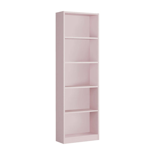 Libreria Artico, Mobile portalibri alta a 5 ripiani, Scaffale da ufficio o cameretta, Scaffale moderno con scomparti, cm 52x25h80, Rosa